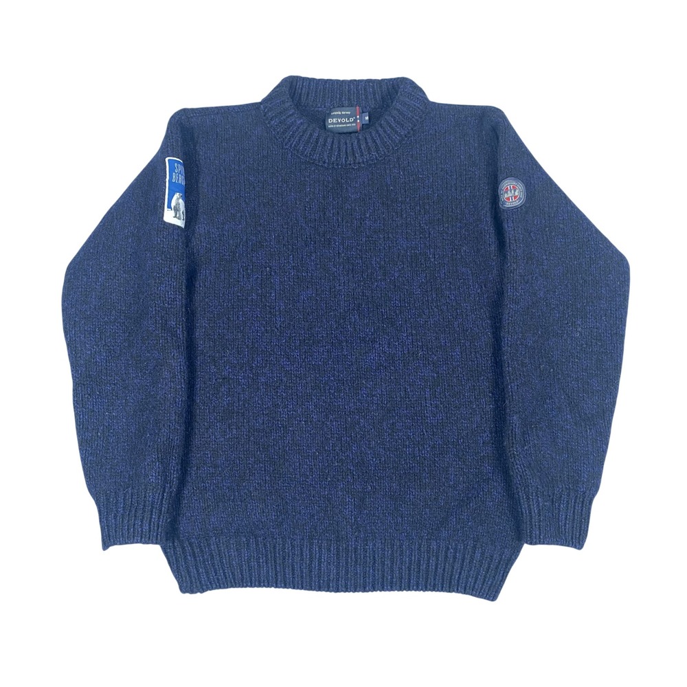 Devold Spitsbergen Wool Sweater Mens Medium Navy Blue Norwegian Knit Pullover